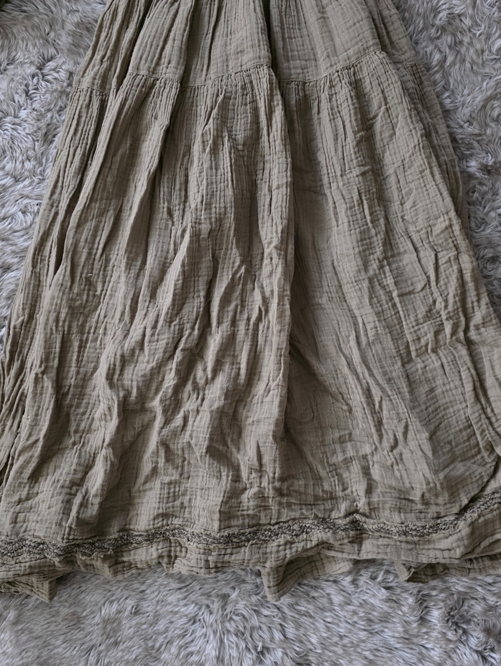 Free People Toledo Embroidered Midi Dress Greyed Olive Green Lantern Sleeve - Picture 4 of 15